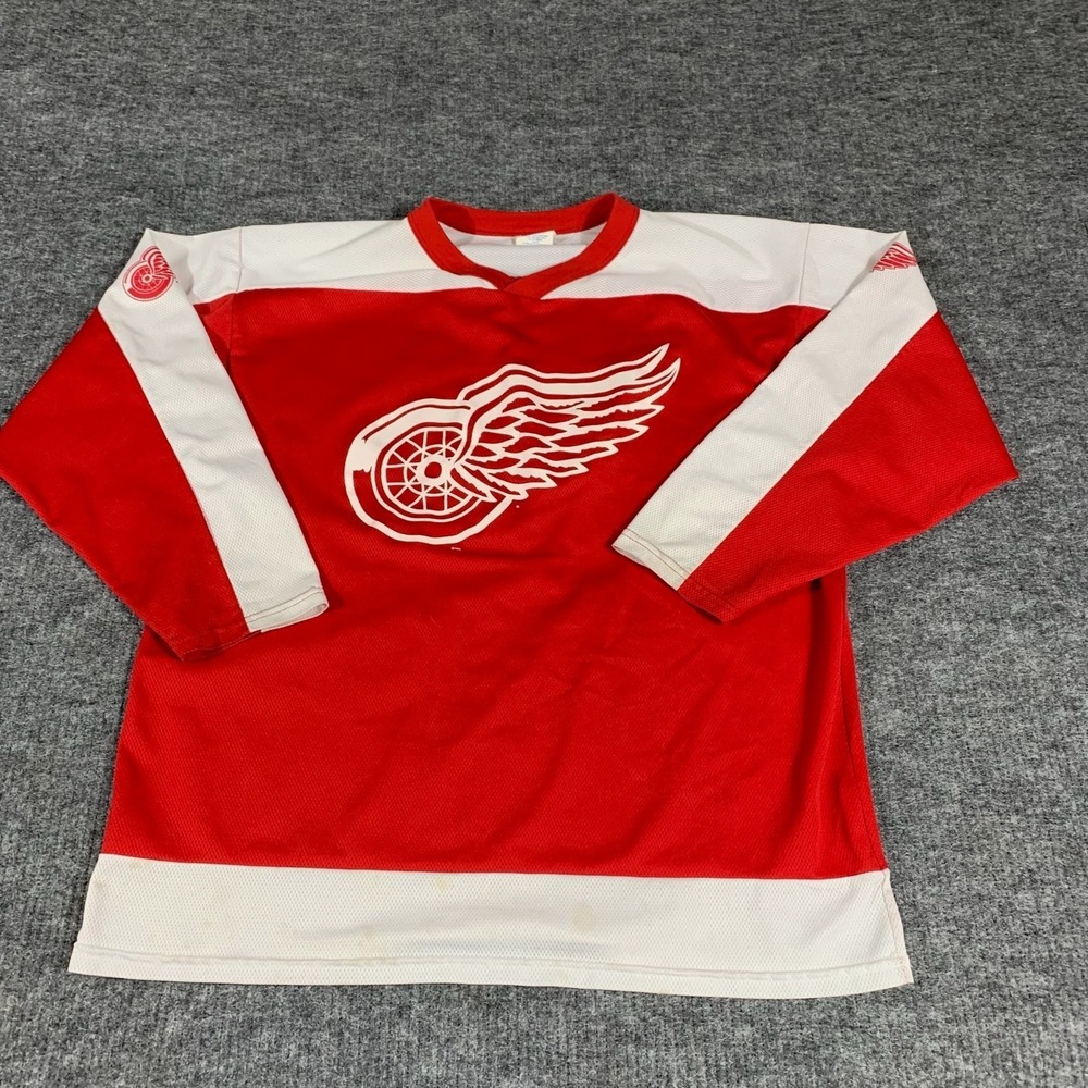 VTG Detroit Redwings Hockey Jersey Mens Large Red NHL Retro 90s USA Tupac Rap